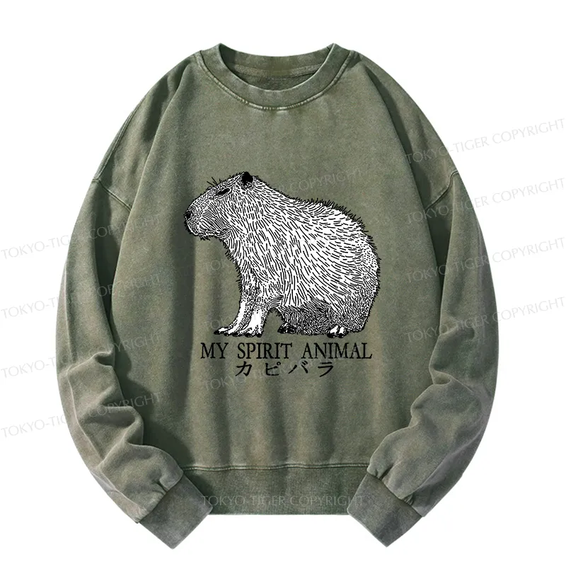 Tokyo-Tiger Capybara Spirit Washed Sweatshirt