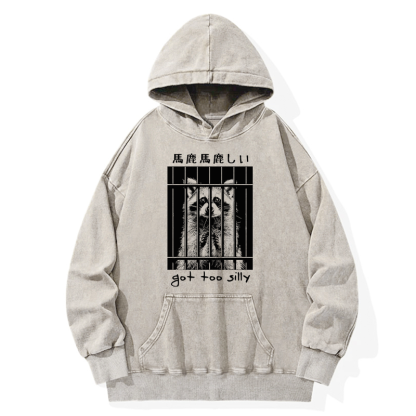 Tokyo-Tiger Raccoon Got Too Silly Washed Hoodie