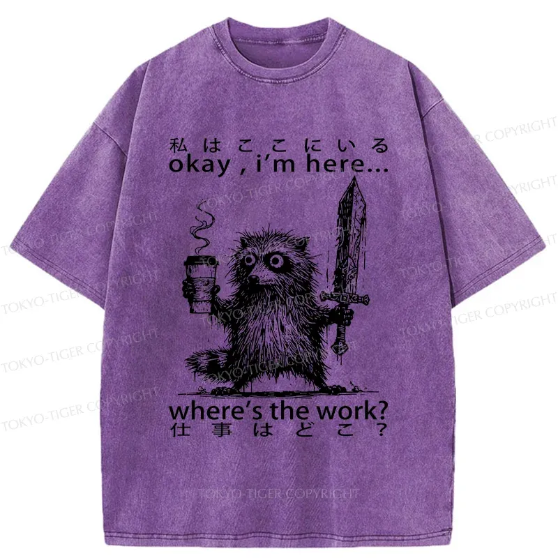 Tokyo-Tiger Raccoon Ready To Work Washed T-Shirt