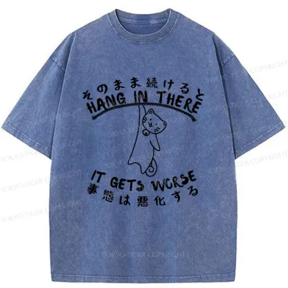 Tokyo-Tiger Cat In Danger Kanji Washed T-Shirt