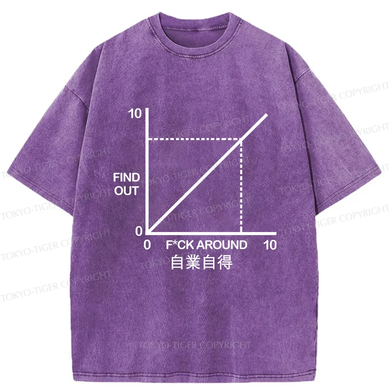 Tokyo-Tiger Funny Coordinate System Washed T-Shirt