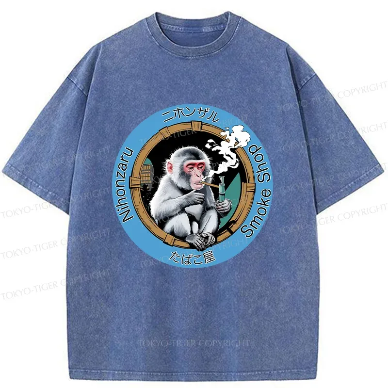 Tokyo-Tiger Funny Japanese Monkey Washed T-Shirt