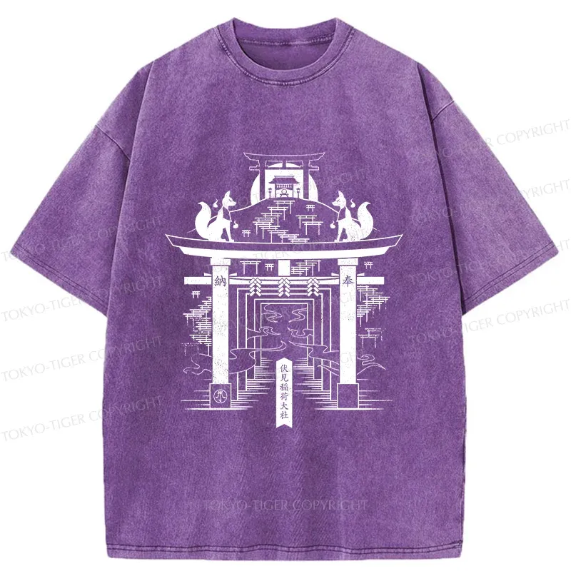 Tokyo-Tiger Fushimi Inari Taisha Shrine Washed T-Shirt