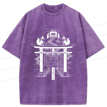 Tokyo-Tiger Fushimi Inari Taisha Shrine Washed T-Shirt