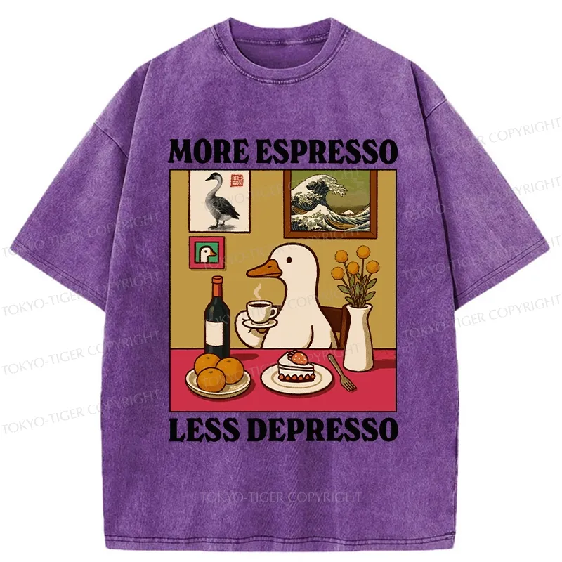 Tokyo-Tiger More Espresso Less Depresso Goose Washed T-Shirt