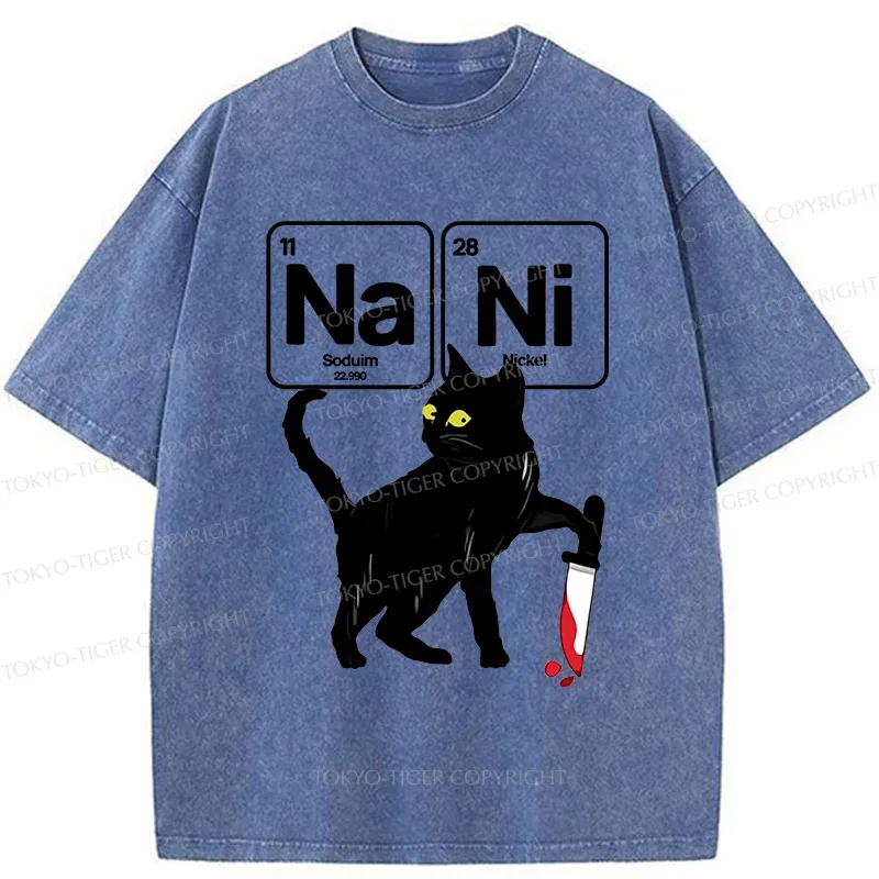 Tokyo-Tiger Cat With Question Washed T-Shirt