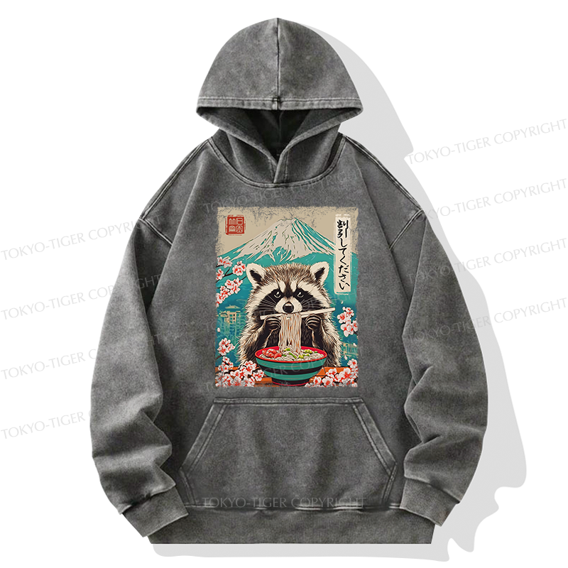 Tokyo-Tiger Please Give Raccoon A Discount Washed Hoodie