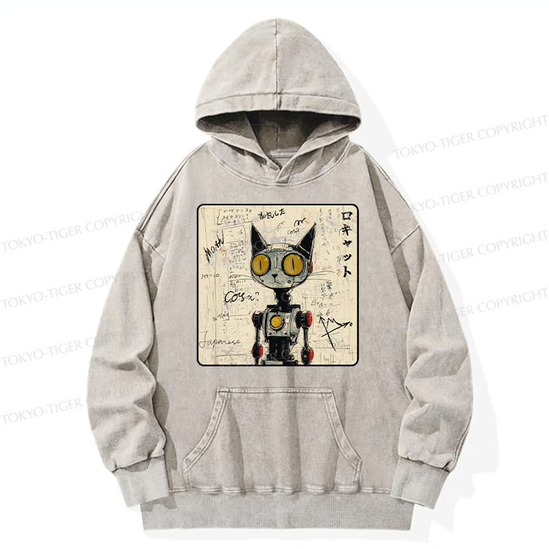 Tokyo-Tiger Robot Cat Washed Hoodie