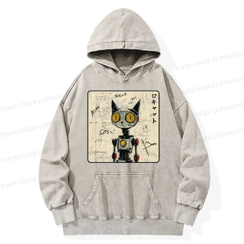 Tokyo-Tiger Robot Cat Washed Hoodie