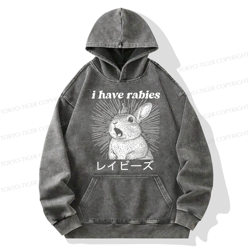 Tokyo-Tiger Funny Rabbit Washed Hoodie