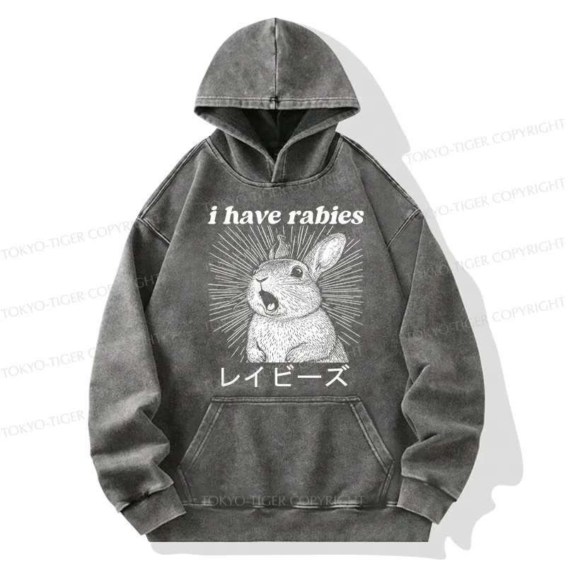 Tokyo-Tiger Funny Rabbit Washed Hoodie