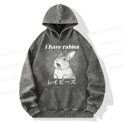 Tokyo-Tiger Funny Rabbit Washed Hoodie