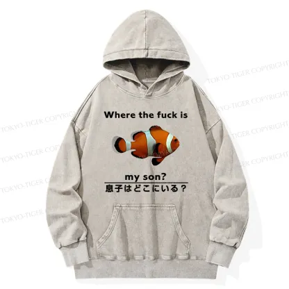 Tokyo-Tiger Fish Looking For Son Washed Hoodie