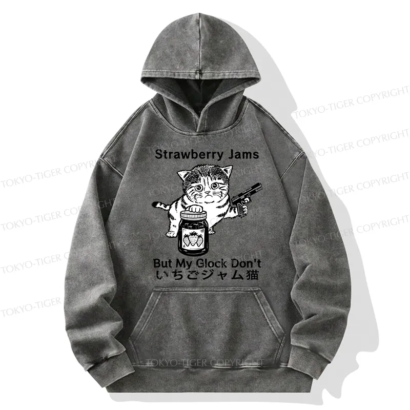 Tokyo-Tiger Strawberry Jam Cat Washed Hoodie