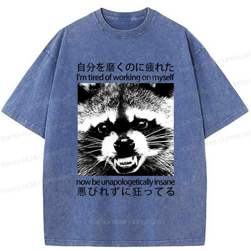 Tokyo-Tiger Unapologetically Insane Raccoon Washed T-Shirt