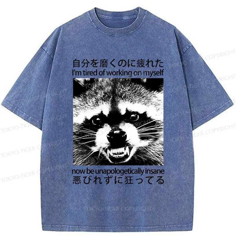 Tokyo-Tiger Unapologetically Insane Raccoon Washed T-Shirt