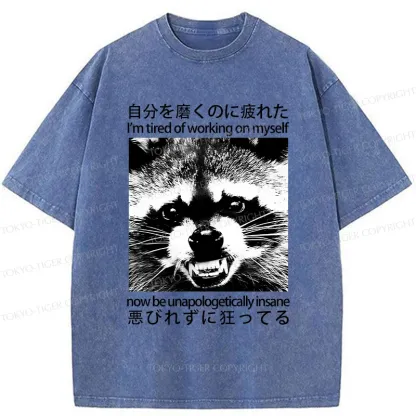 Tokyo-Tiger Unapologetically Insane Raccoon Washed T-Shirt
