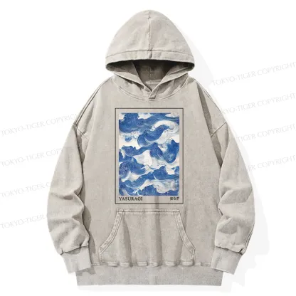 Tokyo-Tiger Japanese Retro Art Wave Washed Hoodie