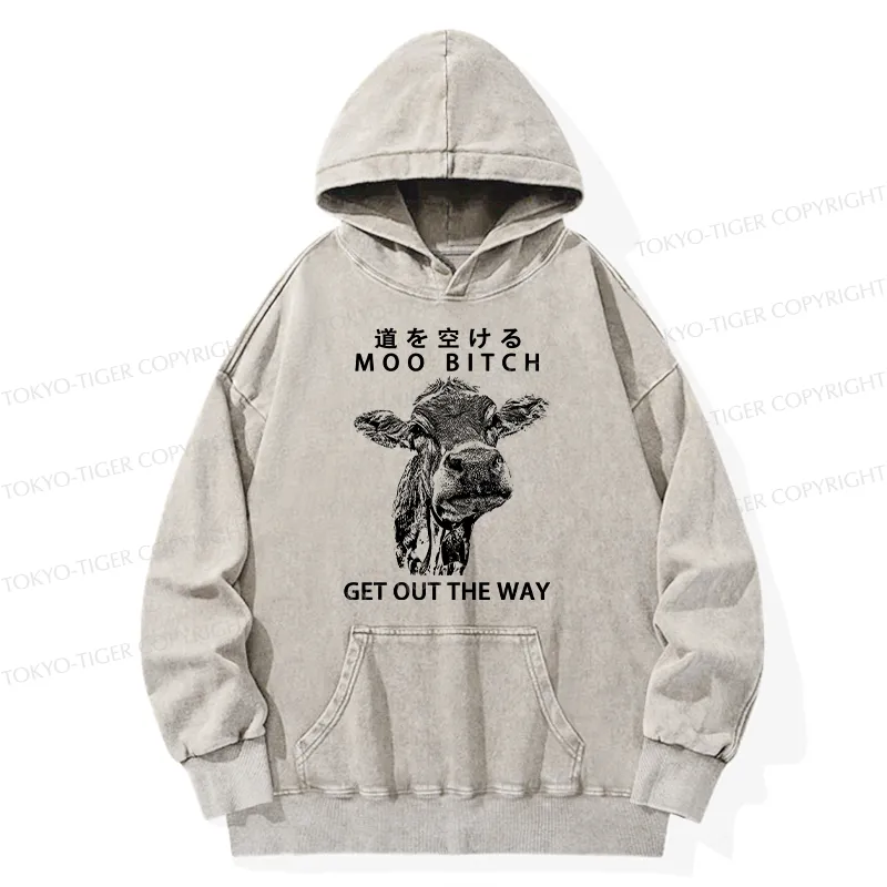 Tokyo-Tiger Funny Cow Washed Hoodie