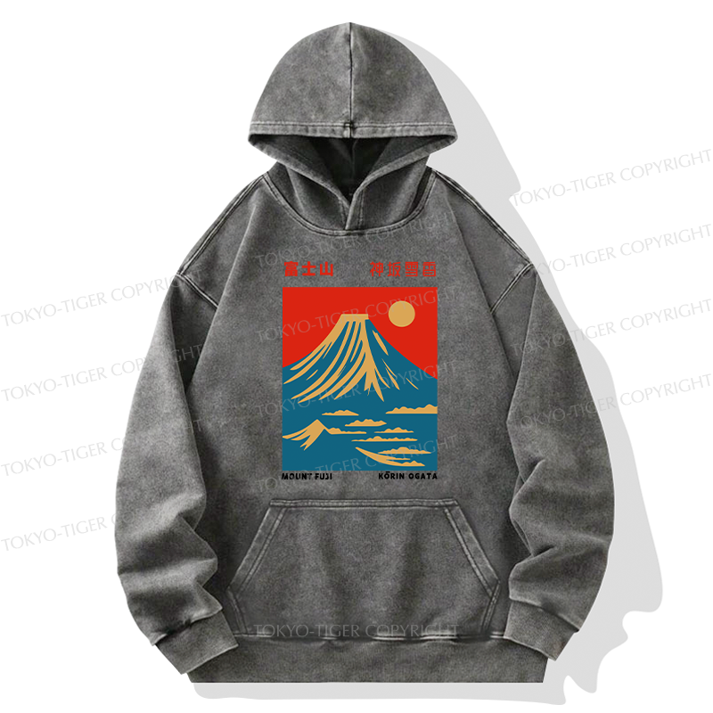 Tokyo-Tiger Mount Fuji Vintage Washed Hoodie