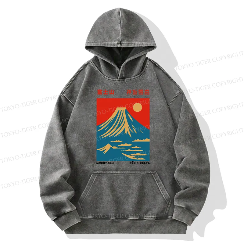 Tokyo-Tiger Mount Fuji Vintage Washed Hoodie