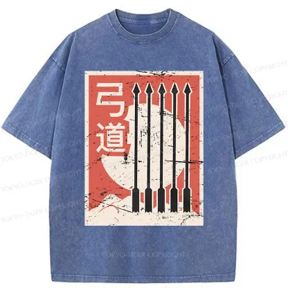Tokyo-Tiger Retro Japanese Archery Washed T-Shirt