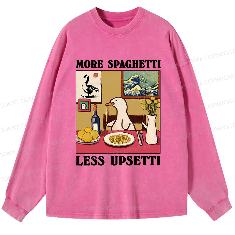 Tokyo-Tiger More Spaghetti Less Upsetti Goose Washed Long Sleeve T-Shirt