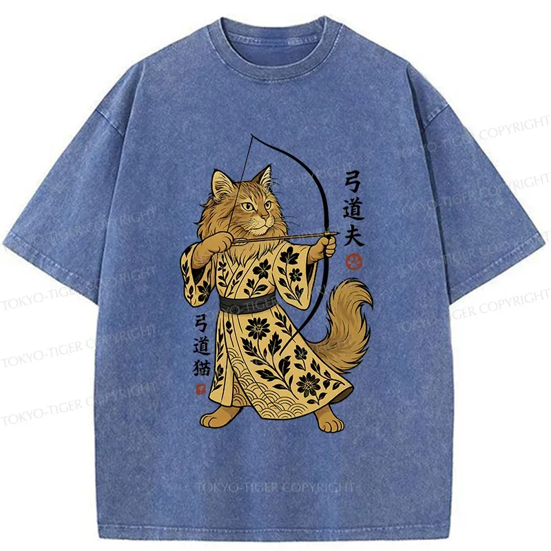 Tokyo-Tiger Archery Cat Washed T-Shirt