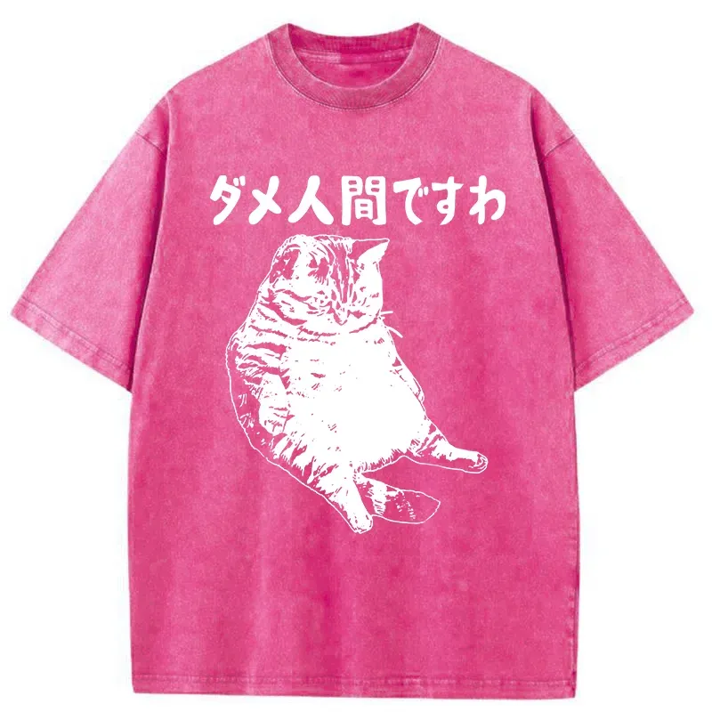 Tokyo-Tiger Angry Cat Japan Washed T-Shirt