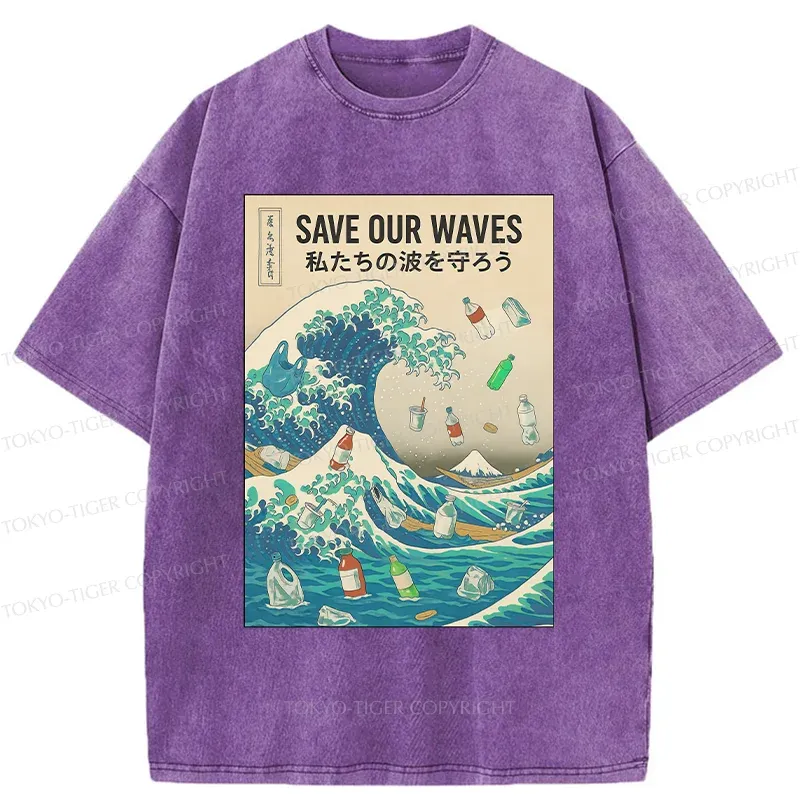 Tokyo-Tiger Save Our Waves Washed T-Shirt