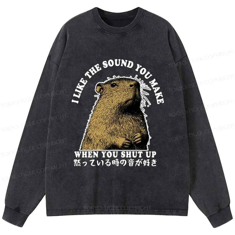 Tokyo-Tiger I Like The Sound Of Silence Washed Long Sleeve T-Shirt