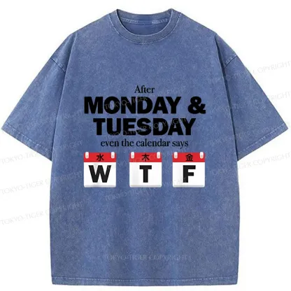 Tokyo-Tiger Days After Monday And Tuesday Washed T-Shirt