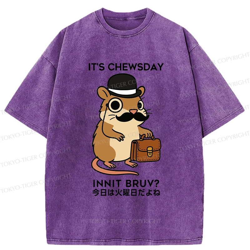Tokyo-Tiger It's Chewsday Innit Bruv Washed T-Shirt