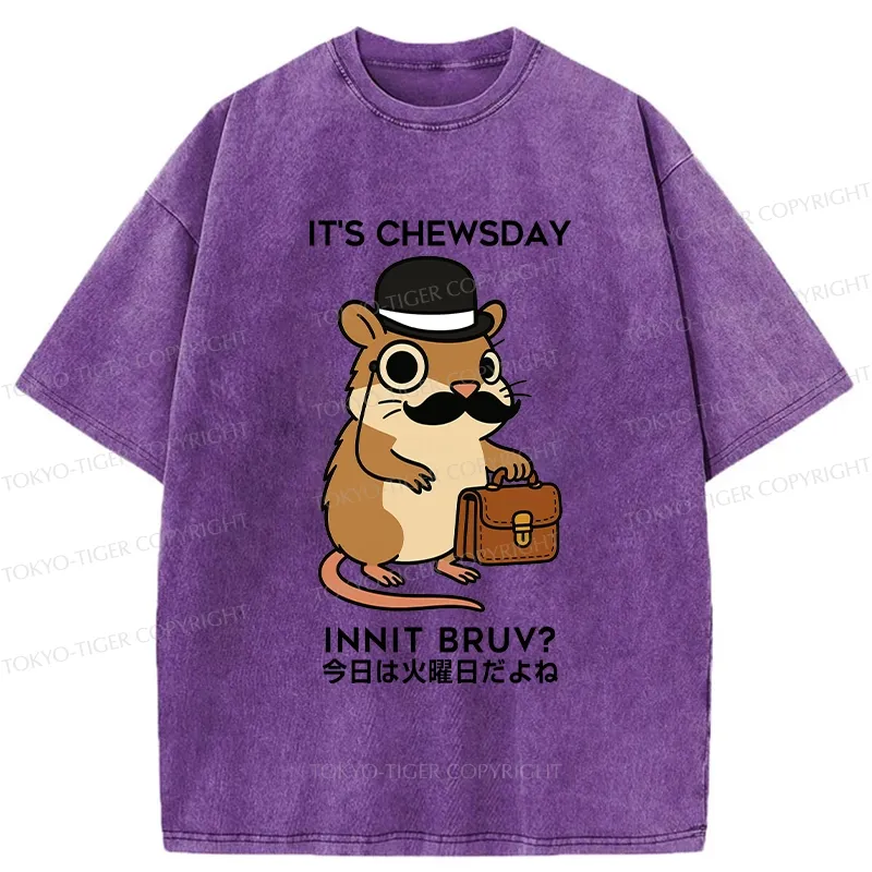Tokyo-Tiger It's Chewsday Innit Bruv Washed T-Shirt