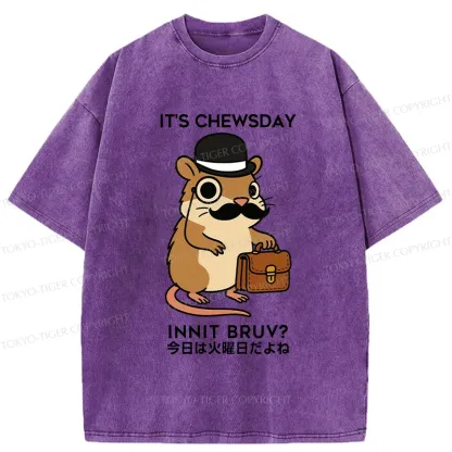 Tokyo-Tiger It's Chewsday Innit Bruv Washed T-Shirt