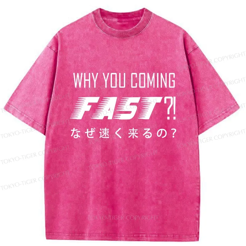 Tokyo-Tiger Funny Coming Fast Washed T-Shirt