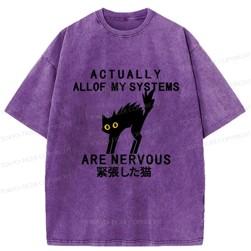 Tokyo-Tiger Nervous Cat Washed T-Shirt