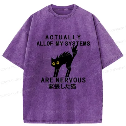 Tokyo-Tiger Nervous Cat Washed T-Shirt