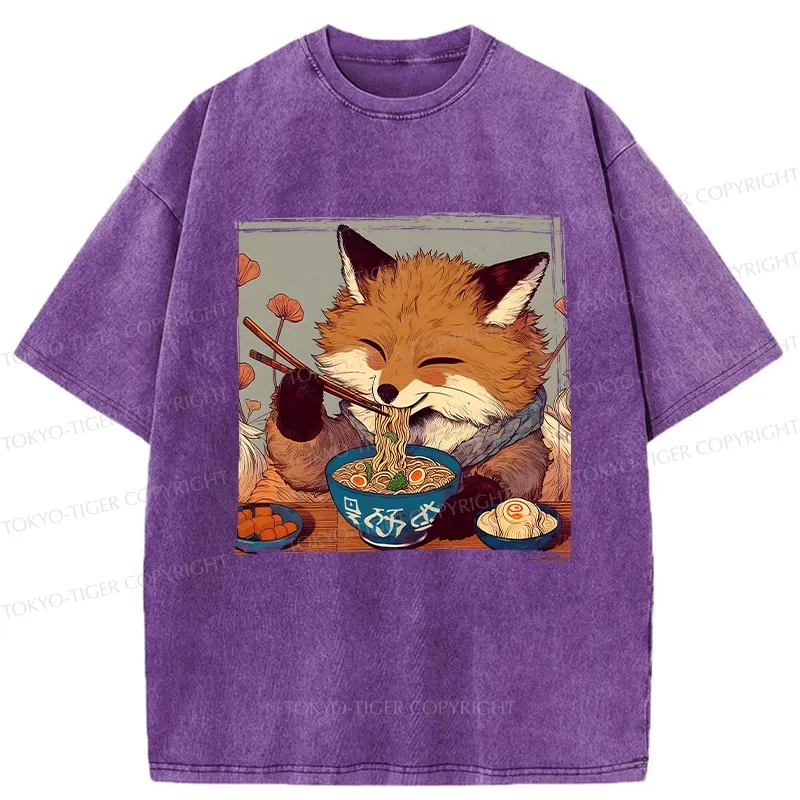 Tokyo-Tiger Ramen Lover Fox Washed T-Shirt