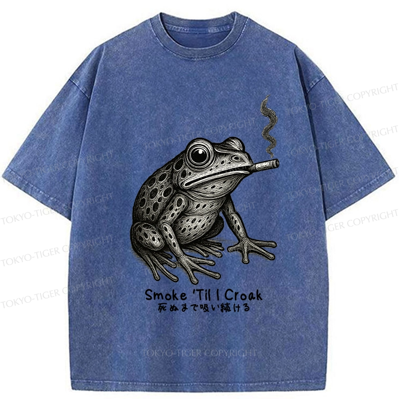 Tokyo-Tiger Funny Smoke 'Til I Croak Washed T-Shirt