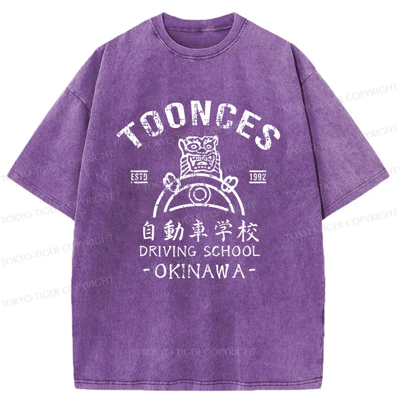 Tokyo-Tiger Okinawa Driving School Washed T-Shirt