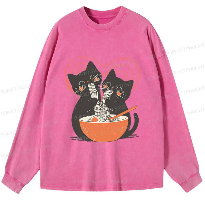 Tokyo-Tiger Let's Eat Ramen Together Washed Long Sleeve T-Shirt