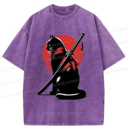 Tokyo-Tiger Handsome Cat Ninja Washed T-Shirt