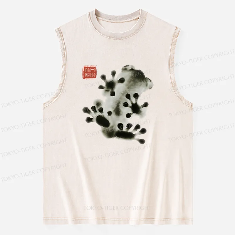 Tokyo-Tiger Ink Painting Frog Washed Tank Sale