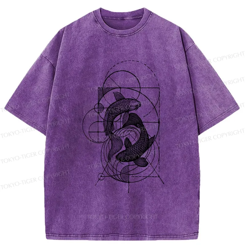 Tokyo-Tiger The Harmony Of Geometry And Koi Washed T-Shirt