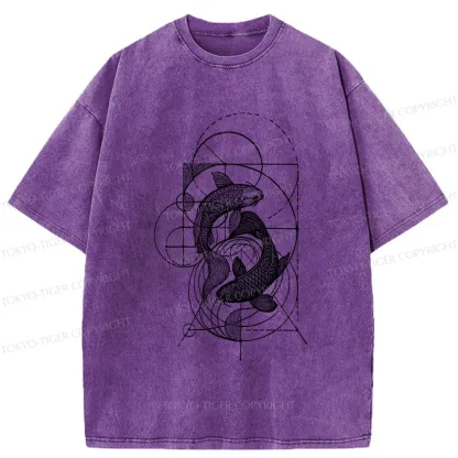 Tokyo-Tiger The Harmony Of Geometry And Koi Washed T-Shirt