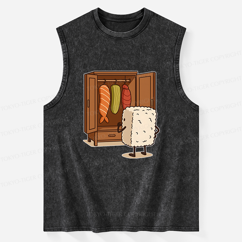 Tokyo-Tiger Sushi Pick Out Clothes Washed Tank