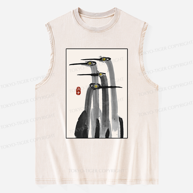 Tokyo-Tiger Japanese Crane Poster Washed Tank