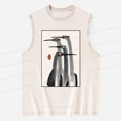 Tokyo-Tiger Japanese Crane Poster Washed Tank