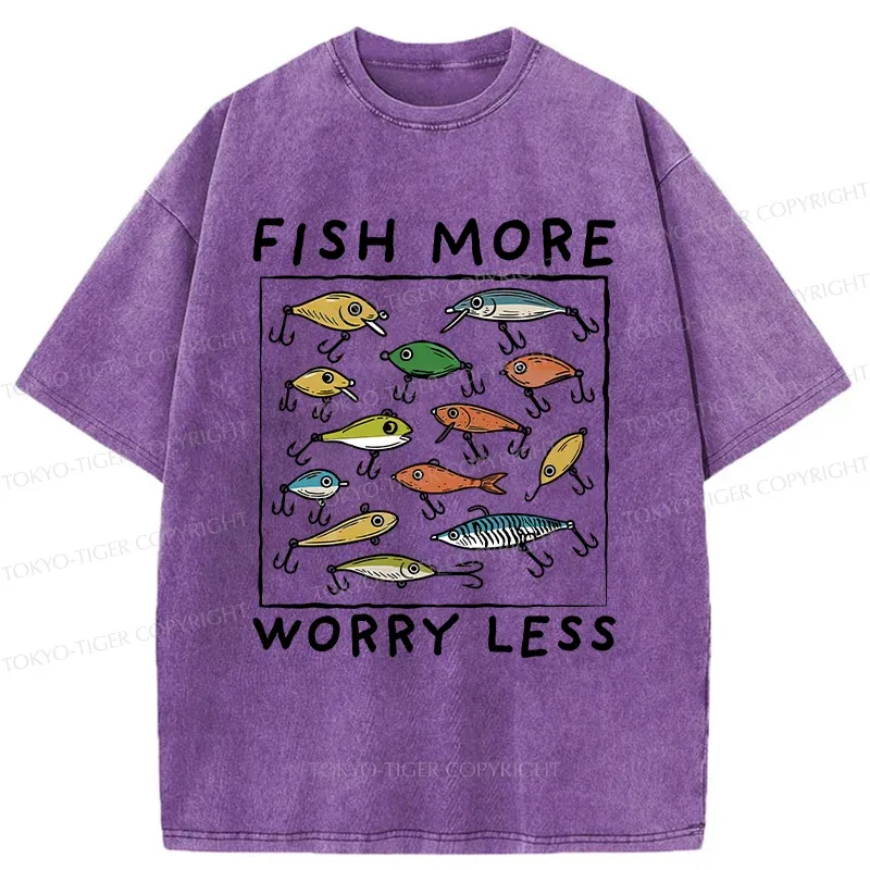 Tokyo-Tiger Funny Fish Hook Washed T-Shirt